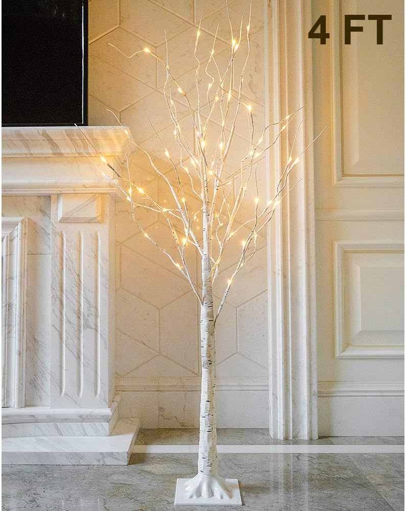 Twinkle Star Lighted Birch Tree 4 Feet 48 LED for Home Wedding Festival Party Christmas Decoration