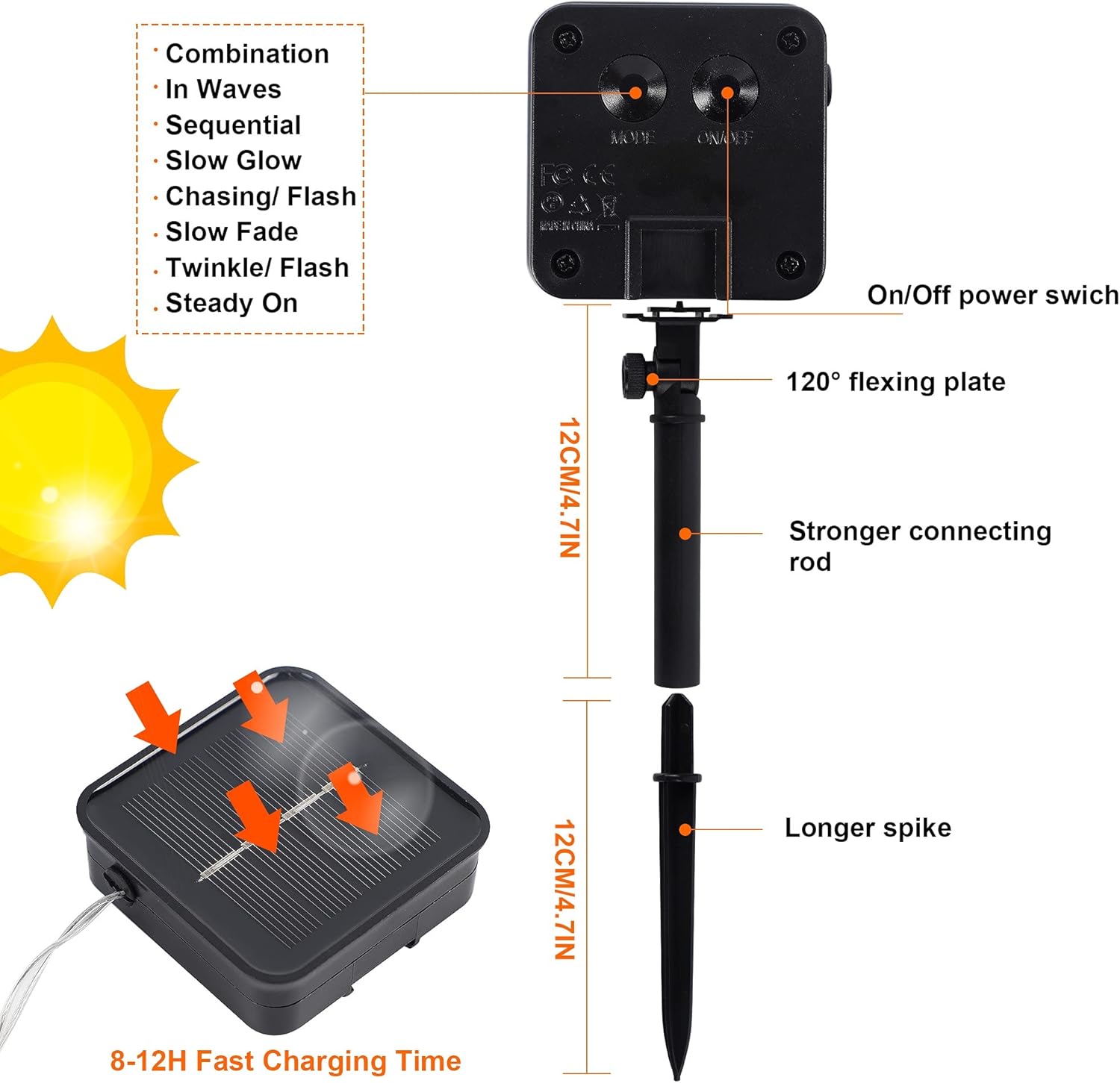 Twinkle Star Solar Snowflake String Lights, 100 LED 33 FT Outdoor Christmas Fairy Lights, 8 Lighting Modes & Waterproof for Holiday New Year Wedding Party, Xmas Tree, Garden Decor, Cool White