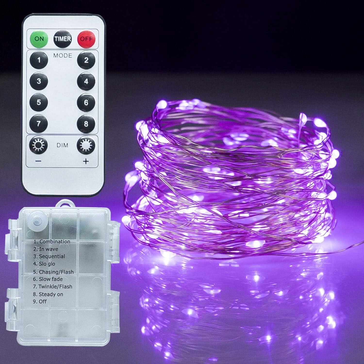 Fairy Lights - Battery Operated - 33ft 100 Led String Lights - Remote Control Timer - Blue - 2 Pack