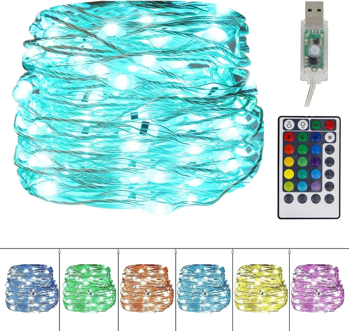 Twinkle Star Color-Changing Fairy Lights, 33ft 100 LED, Multicolor