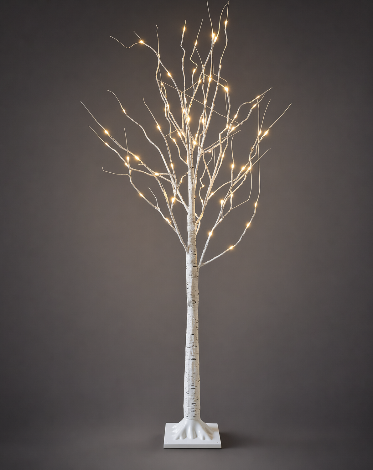 4 foot lighted white birch tree with 48 warm LEDs