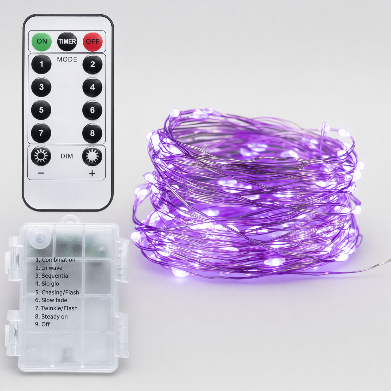 Battery operated fairy lights with remote control, 2 pack