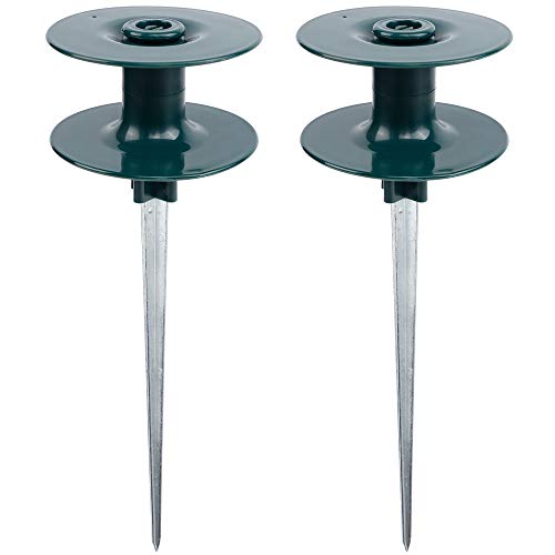 Twinkle Star 10 Inch Garden Hose Guide Spike, Rust Free Zink Sturdy Metal Stake, Heavy Duty Dark Green Spin Top, Keeps Garden Hose Out of Flower beds, for Plant Protection, 2 Pack - Twinkle Star