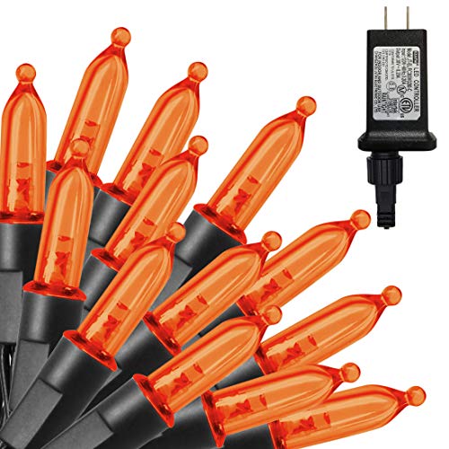 Twinkle Star 300 LED Halloween Mini String Lights, 99 FT Fairy Lights with Safe Adapter for Indoor Outdoor Home Garden Party Christmas Decoration, Orange - Twinkle Star