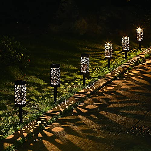 MAGGIFT 8 Pcs Solar Powered LED Garden Lights, Solar Path Lights Outdoor, Automatic Led Halloween Christmas Decorative Landscape Lighting for Patio, Yard and Garden - Twinkle Star