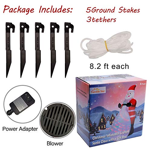 Twinkle Star Christmas Inflatables Lighted Santa Claus with a Gift Bag, Blow Up Indoor Outdoor Xmas Decor Lawn Yard Garden Decorations - Twinkle Star