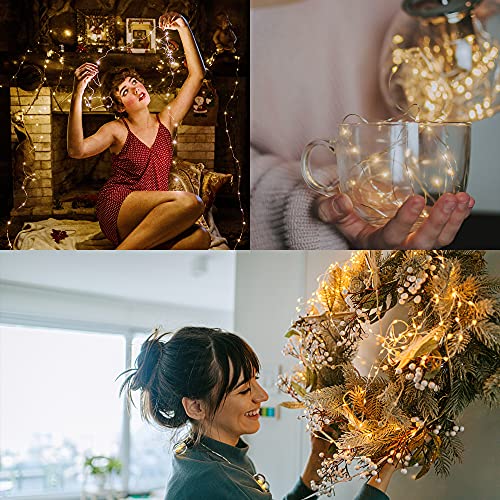 Twinkle Star 20 LED 6.5 FT Fairy String Lights Battery Operated, Waterproof Silver Wire Firefly Lights Starry Lights for Indoor Christmas Party Table Decoration (12 Pack, Warm White) - Twinkle Star