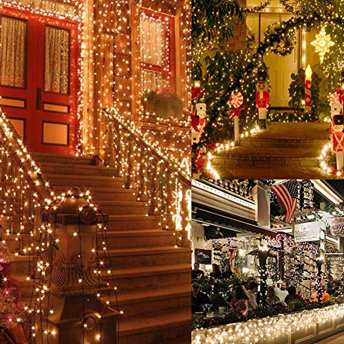 Twinkle Star Outdoor Christmas Lights Battery Operated 50 LED Mini String Light with 8 Modes, 16ft Waterproof Fairy Lights for Garden Xmas Tree Wedding Wreath Party Decoration (Warm White, 2 - Twinkle Star