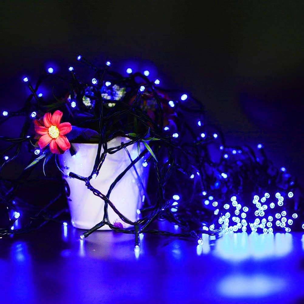 Twinkle Star 200 LED 66ft Christmas Tree String Lights Plug in, 8 Modes Green Wire Clear Bulbs Mini Lights, Waterproof Fairy String Lights Xmas Wedding Party Holiday Decoration, Blue - Twinkle Star