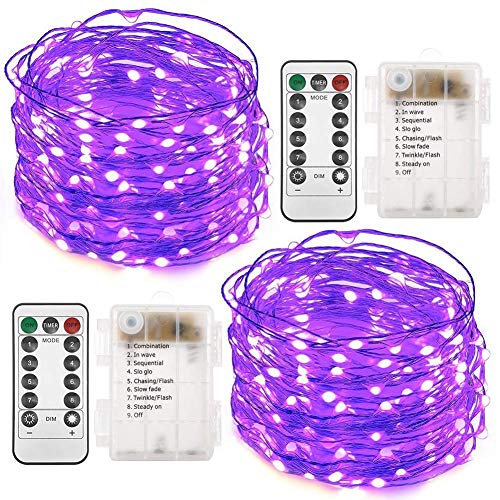 Twinkle Star 2 Set Christmas Fairy Lights Battery Operated, 33ft 100 Led String Lights Remote Control Timer Twinkle String Lights 8 Modes Firefly Lights for Garden Party Indoor Decor, Blue - Twinkle Star