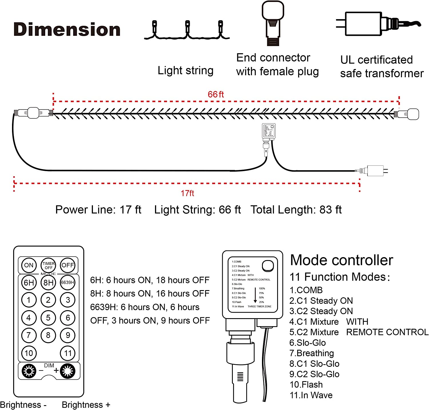 Twinkle Star Christmas String Lights, 66ft 200 LED Color Changing Tree Light Plug in 11 Modes Functions Warm White & Multicolor with Remote Timer, Connectable for Outdoor Indoor Xmas Party De - Twinkle Star