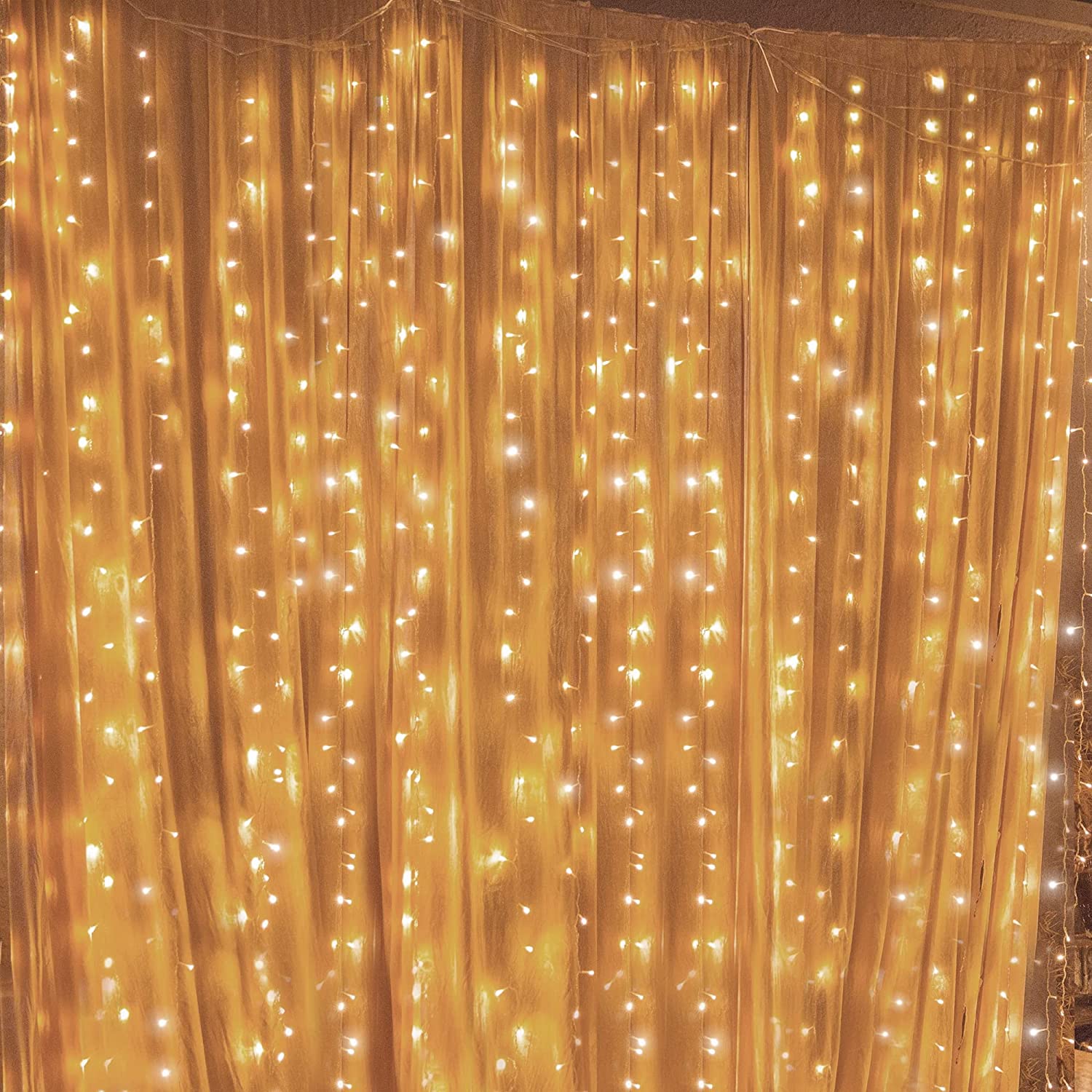 Twinkle Star 300 LED Window Curtain String Light Wedding Party Home Garden Bedroom Outdoor Indoor Wall Decorations, Warm White - Twinkle Star