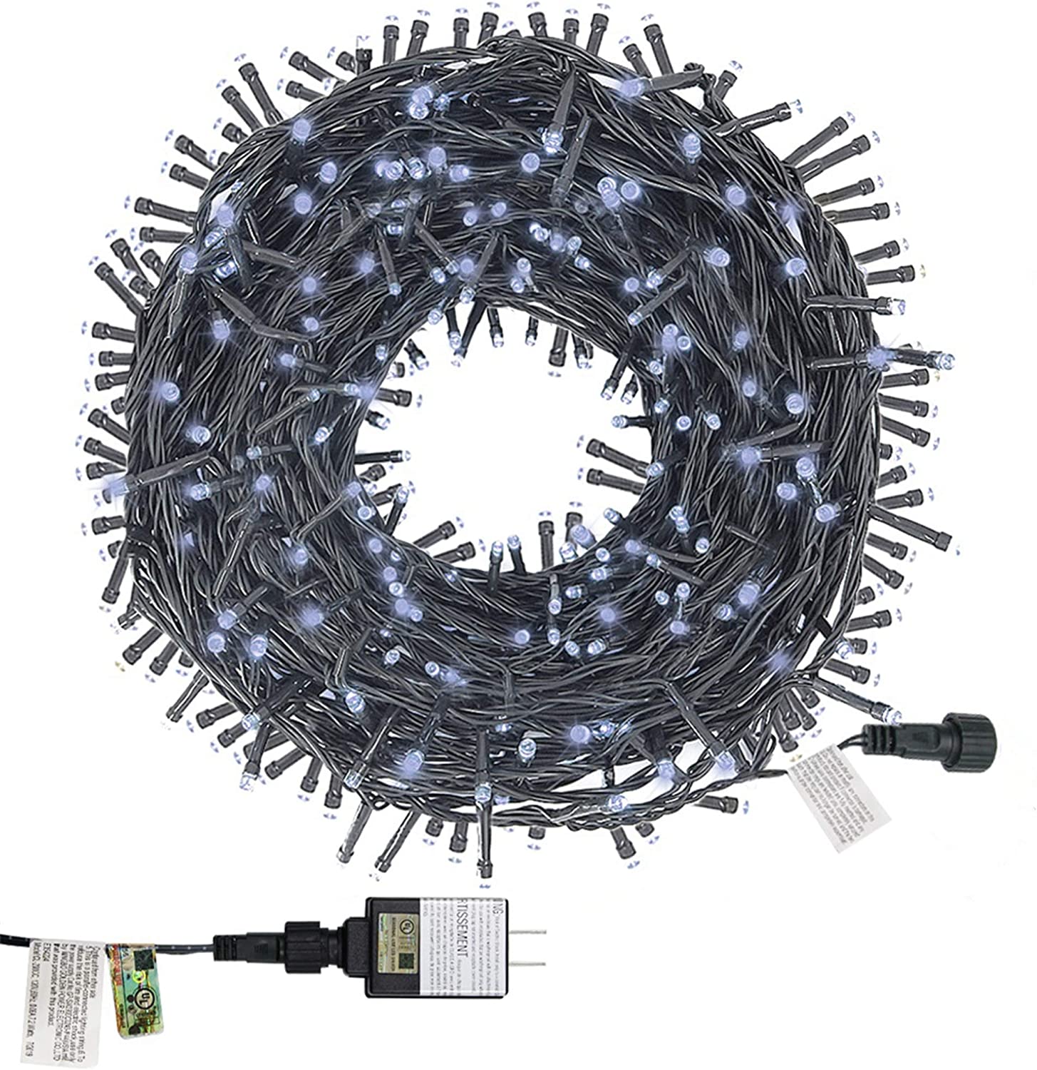 Twinkle Star Outdoor Christmas Tree Lights, 200 LED 66ft Mini Fairy String Lights Plug In, UL Certified & Expandable & 8 Modes Safe Xmas Holiday String Lights for Wedding Party Patio Decorati - Twinkle Star