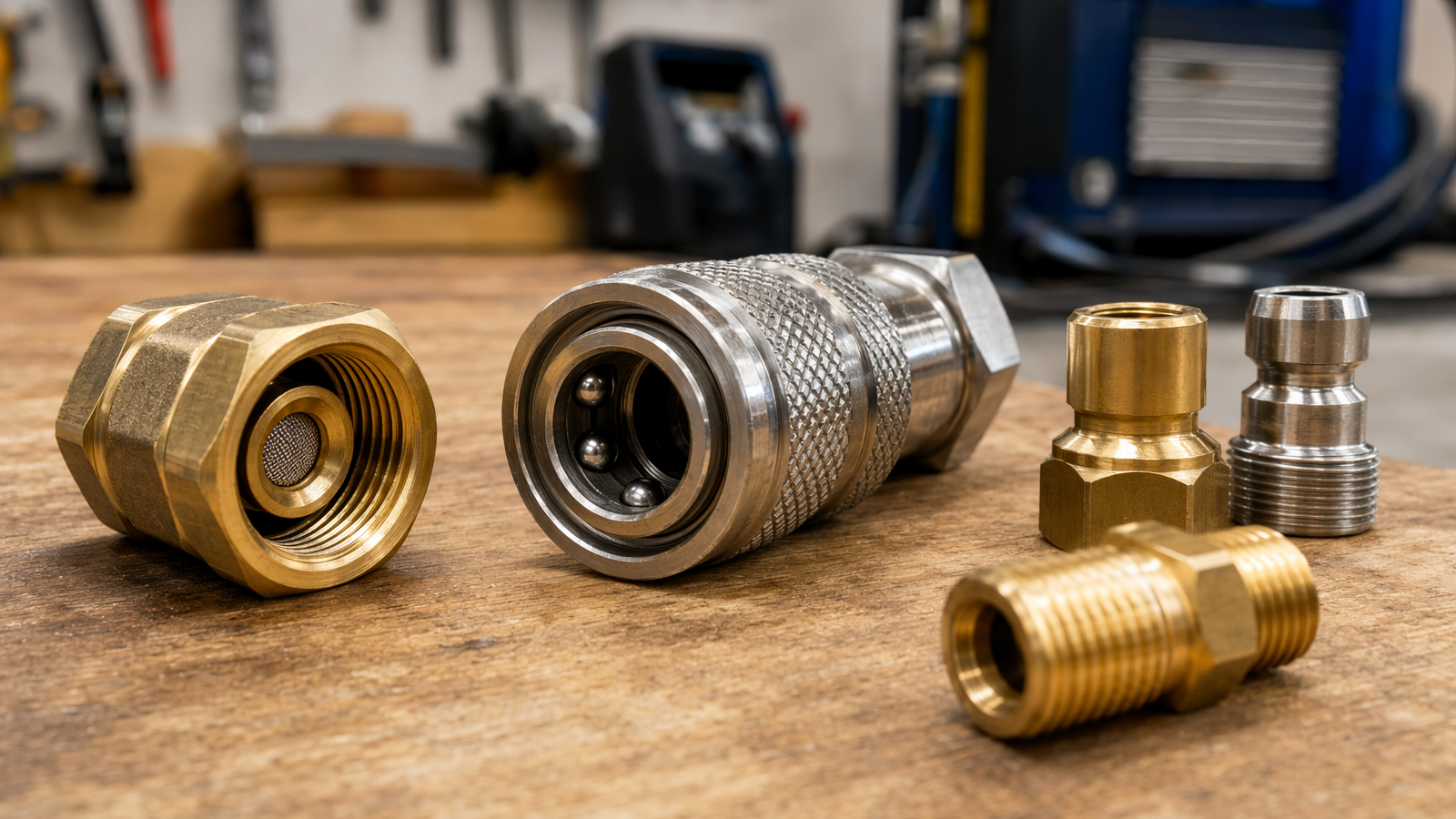 Pressure washer fittings — M22 and quick connect adapters