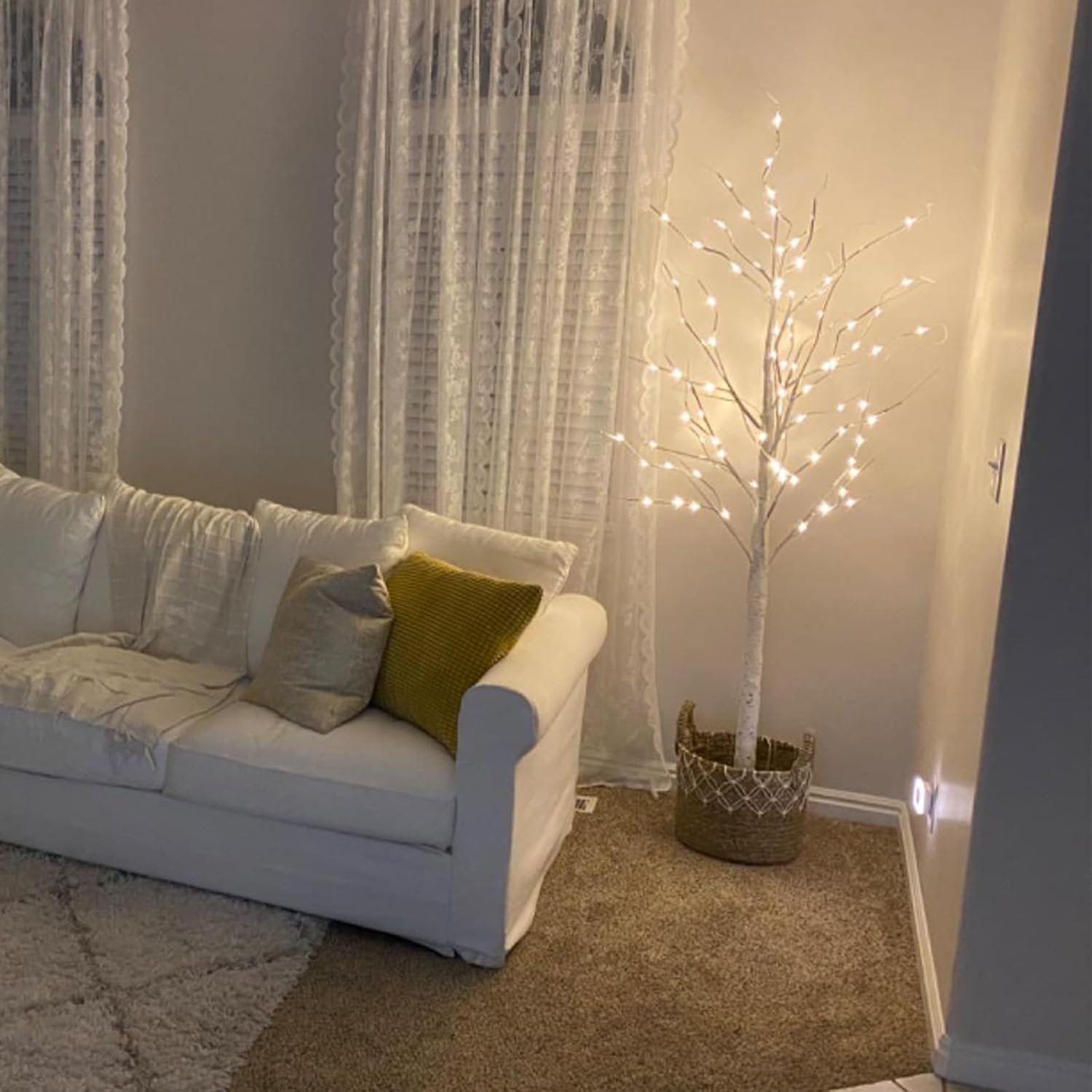 Twinkle Star Lighted Birch Tree 4 Feet 48 LED for Home Wedding Festival Party Christmas Decoration