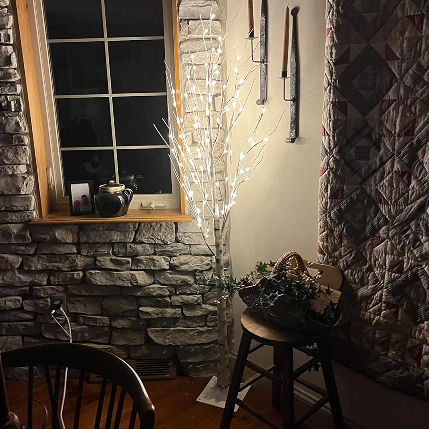 Twinkle Star Lighted Birch Tree 4 Feet 48 LED for Home Wedding Festival Party Christmas Decoration