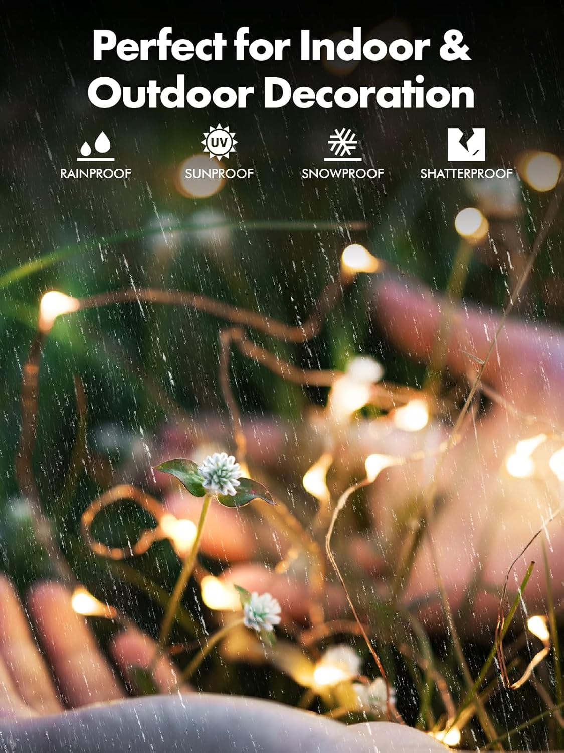 Twinkle Star 2/4 Pack Outdoor Solar String Lights, 39.4 FT 120 LED Solar Powered Decorative Fairy Lights with 8 Modes, Waterproof Black Wire Light for Thanksgiving Patio Yard Trees Party, Orange