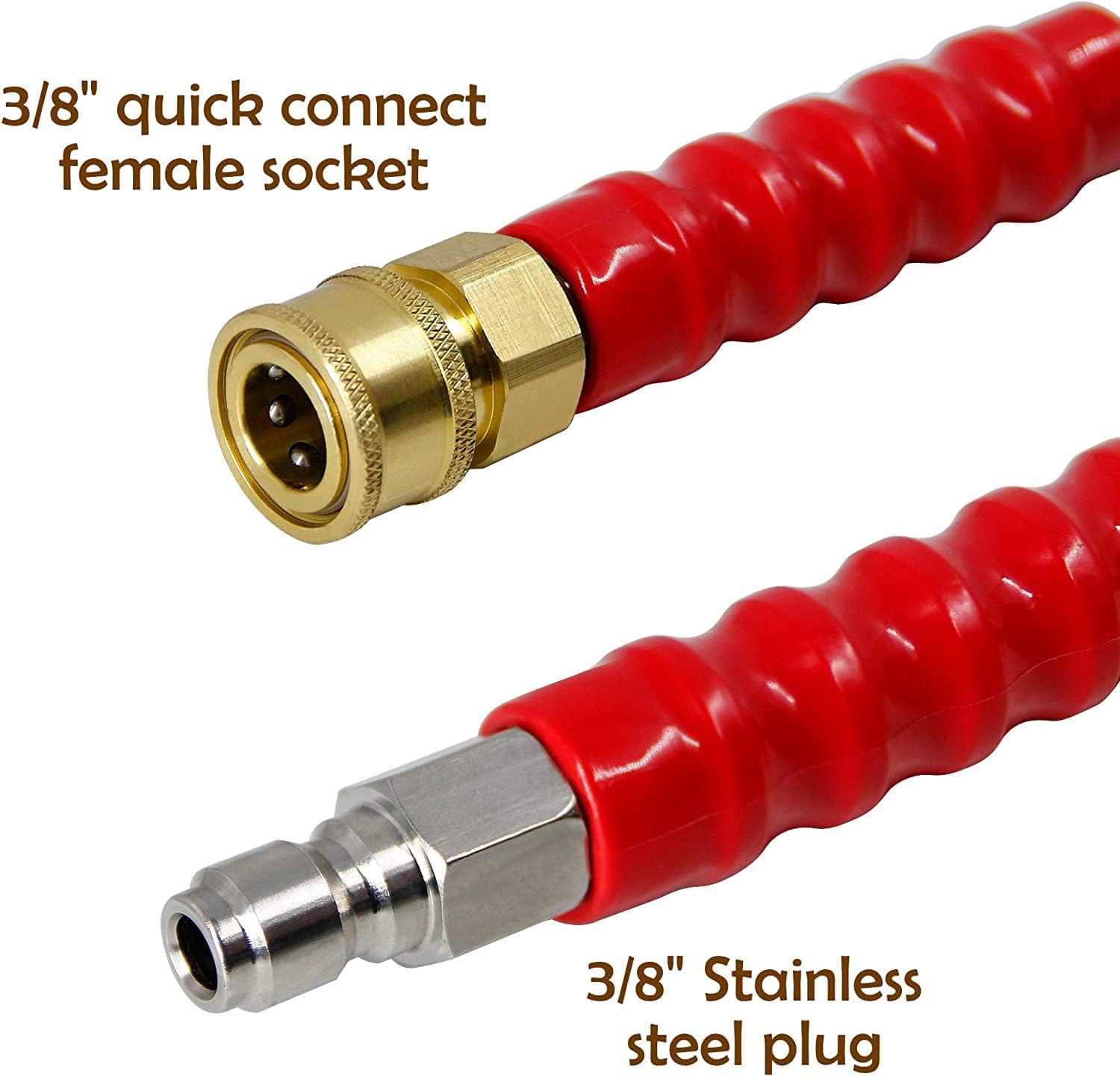 Twinkle Star 25FT Pressure Washer Hose with 3/8 Inch Quick Connect, High Tensile Wire Braided, 4000 PSI