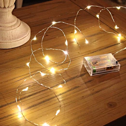 Twinkle Star LED Fairy Lights Battery Operated, 1 Pack Mini Battery Powered Copper Wire Starry Fairy Lights for Bedroom, Christmas, Parties, Wedding, Centerpiece, Decoration (5m/16ft Warm Whi - Twinkle Star