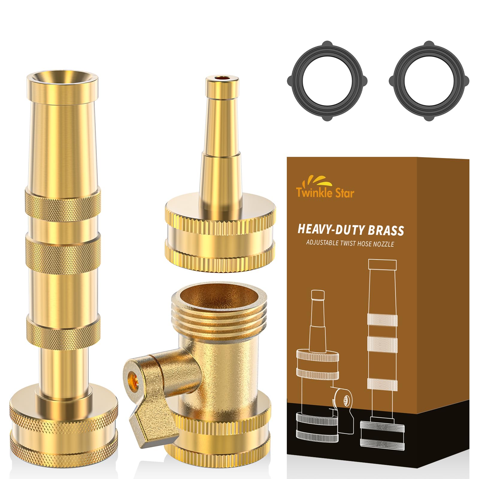 Twinkle Star Brass Adjustable Hose Nozzle 3 Pack
