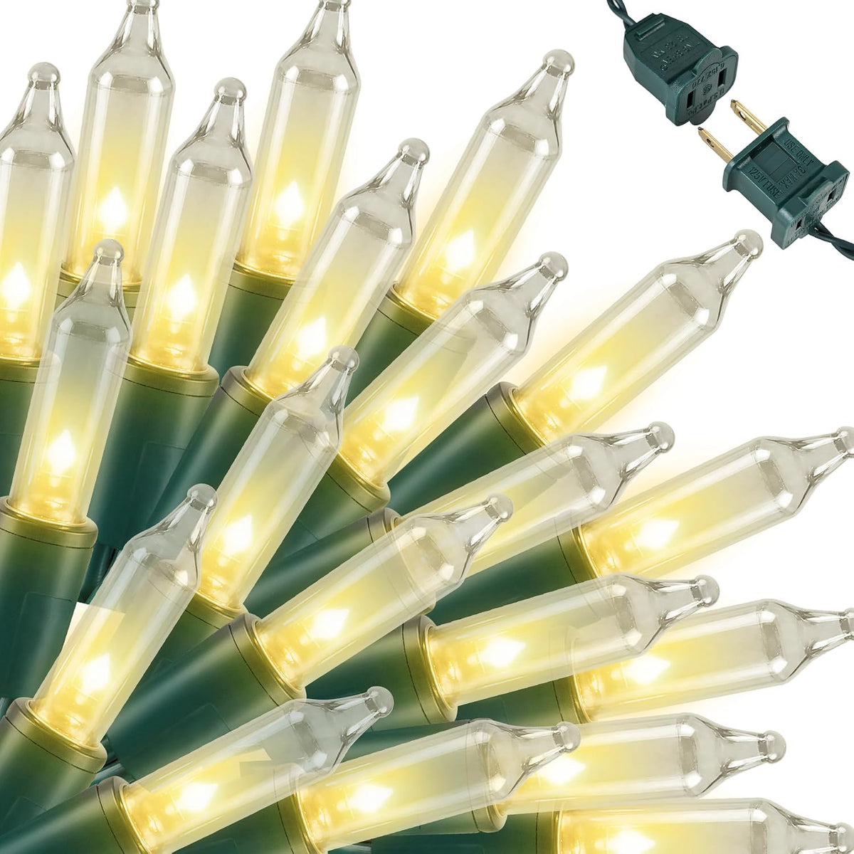 Twinkle Star Incandescent Mini Lights - Clear Warm White - Green Wire - 100 Count