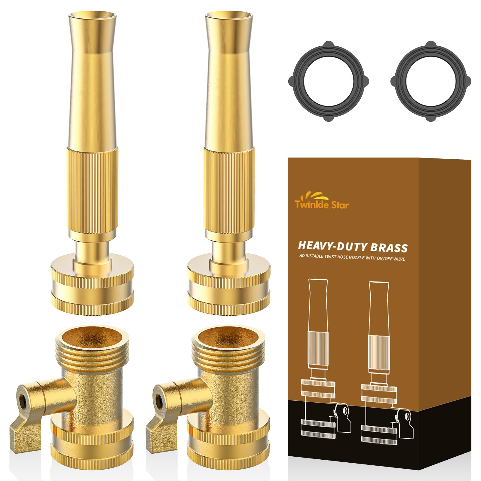 Twinkle Star Brass Adjustable Hose Nozzle 4 Pack
