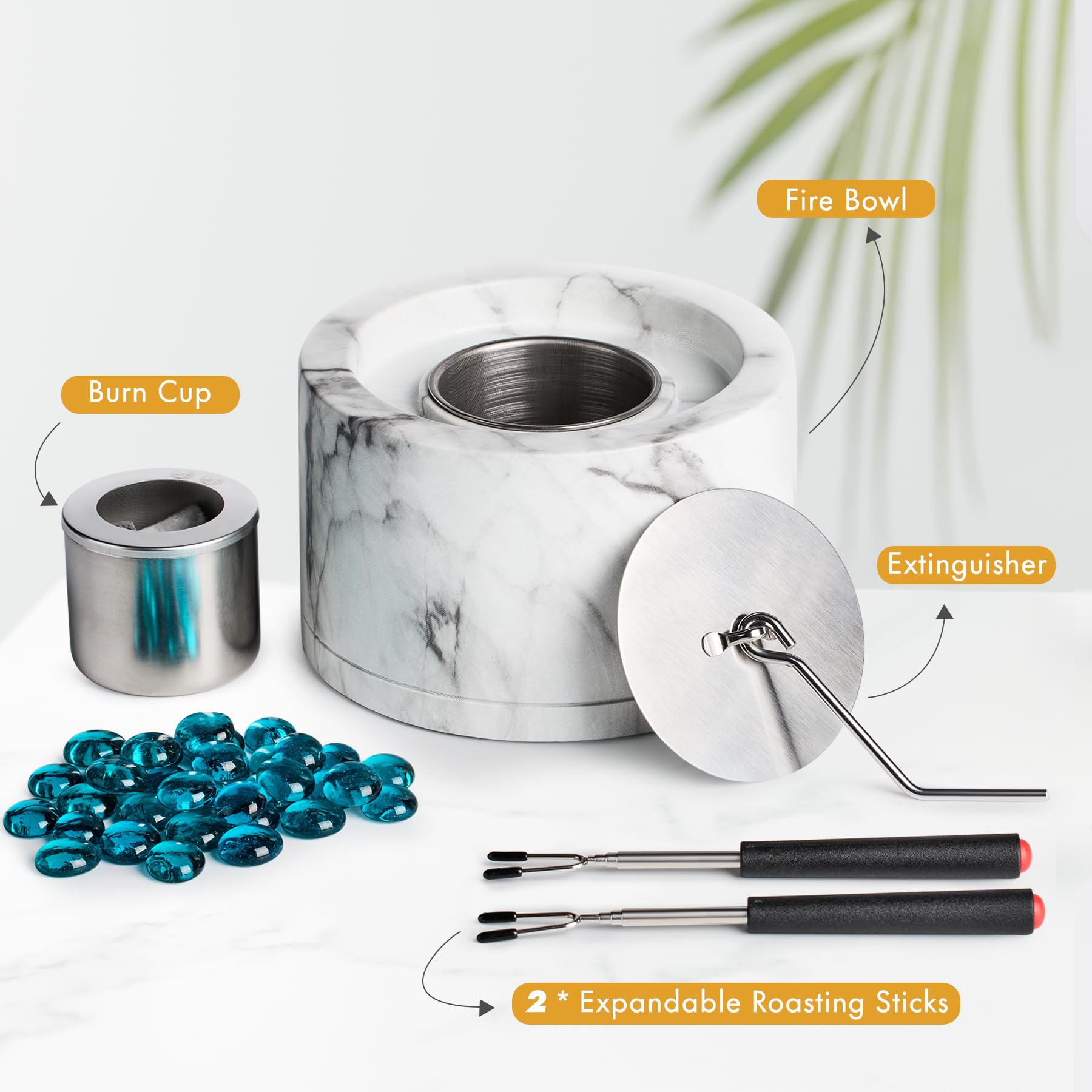 小物 tfastandbutter Twinkle Star Tabletop Fire Pit Bowl, Bio Ethanol Fuel Fire Pit with 2