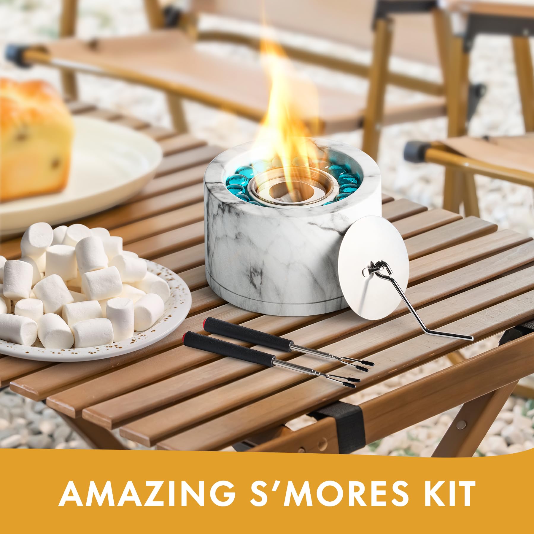 Twinkle Star Tabletop Fire Pit Bowl, Bio Ethanol Fuel Fire Pit with 2