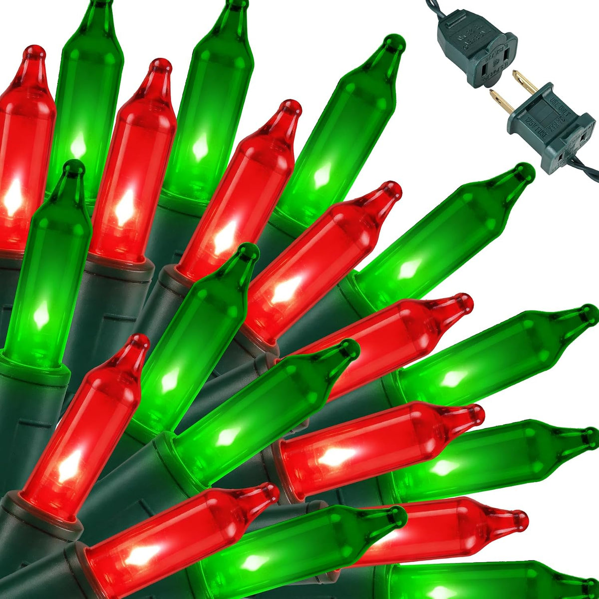 Twinkle Star Incandescent Mini Lights - Red and Green - 100 Count