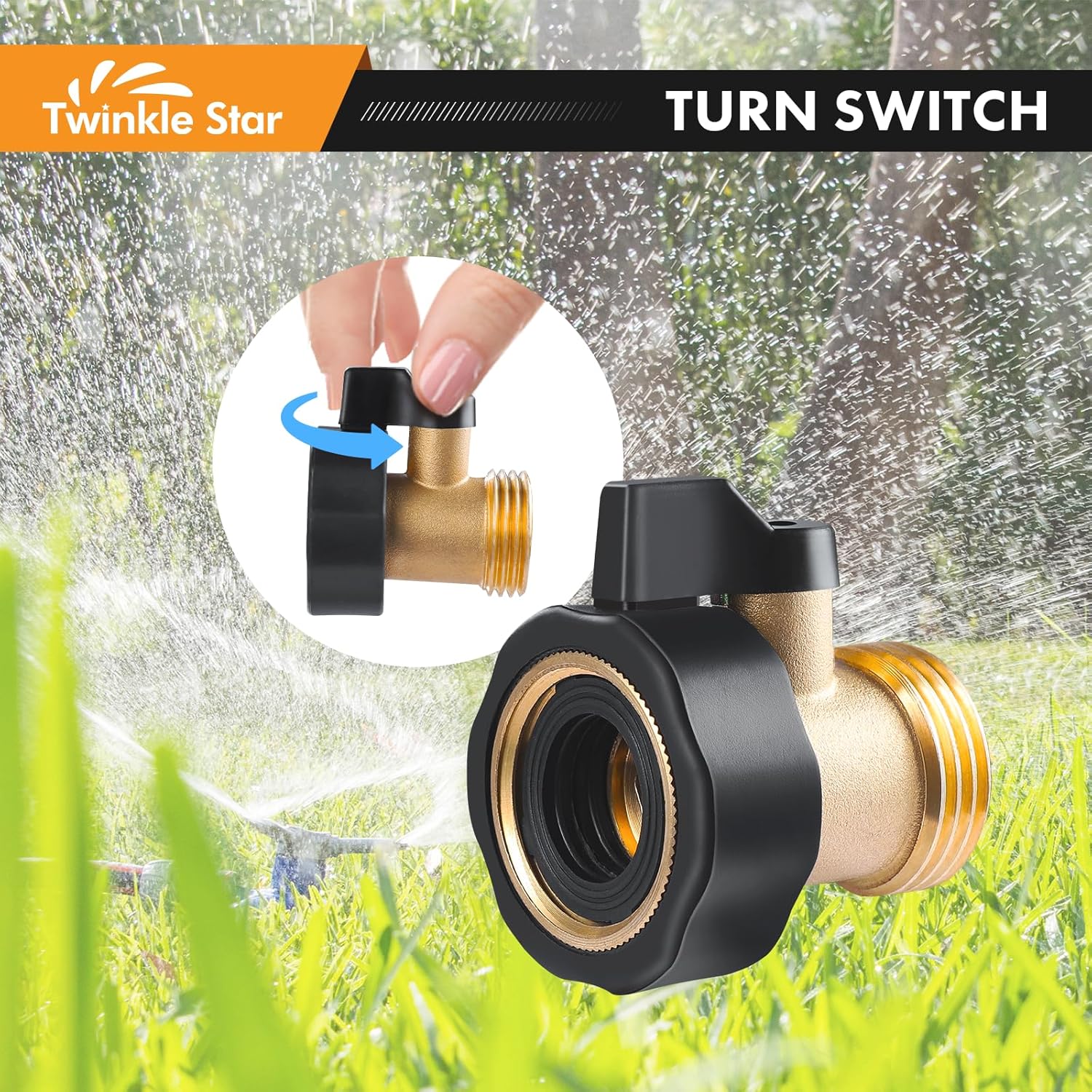 Heavy Duty Brass Shut Off Valve Garden Hose Connector, TWIS3001 - 2 Pack