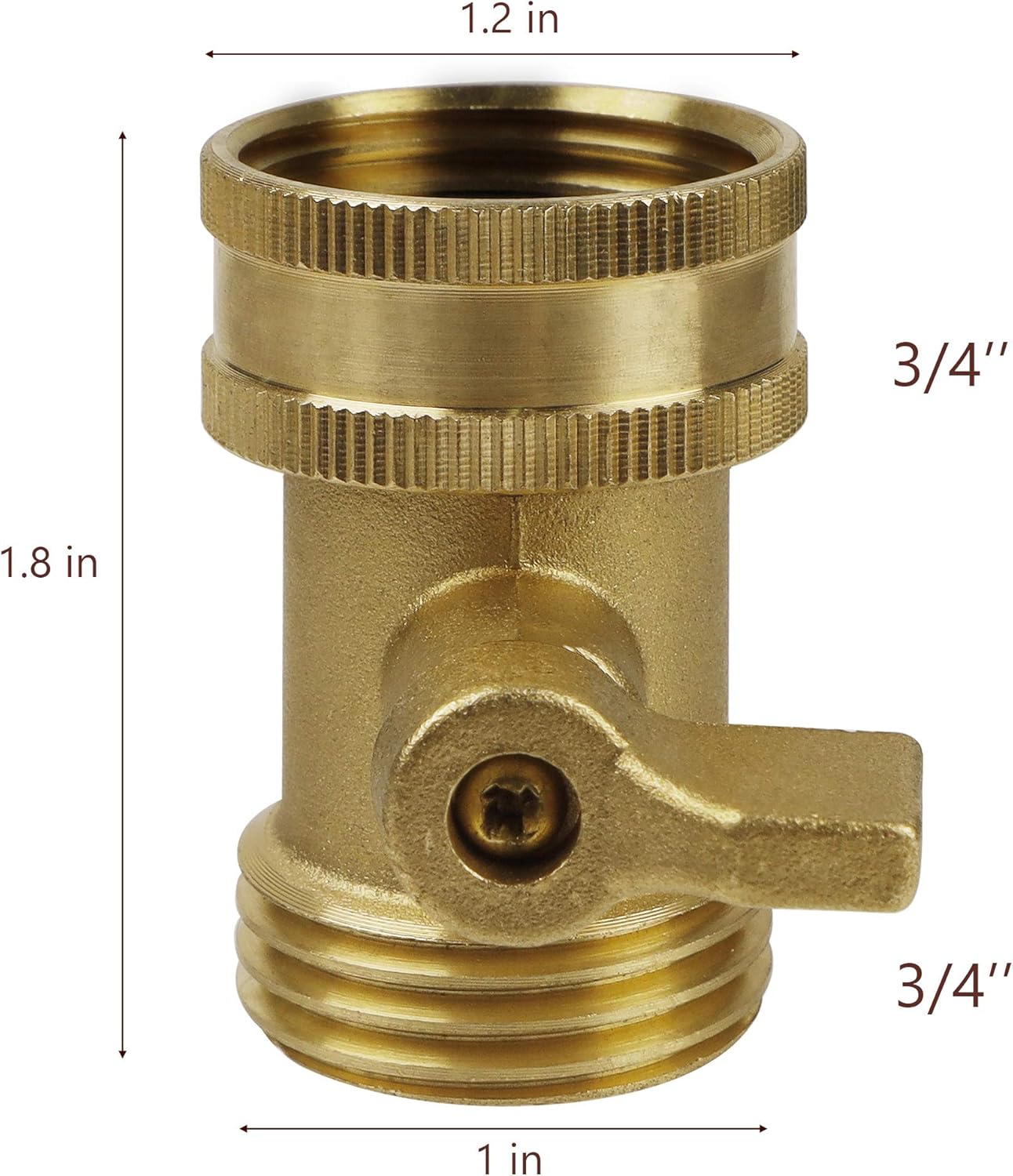 Twinkle Star Water Hose Shut Off Valve, 2 Pack Heavy Duty 3/4 Inch Solid Brass Garden Hose Connector