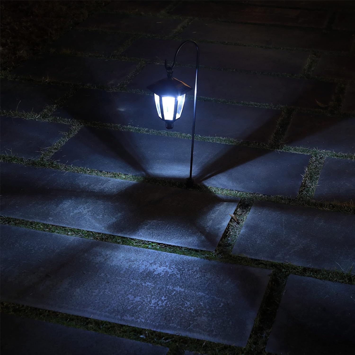 34 Inch Hanging Solar Lights, Decorative Garden Lanterns with 2 Shepherd Hooks, Solar Powered Coach Lights, Warm White LED Outdoor Lighting for Landscape, Yard, Pathway and Patio, 2 Pack