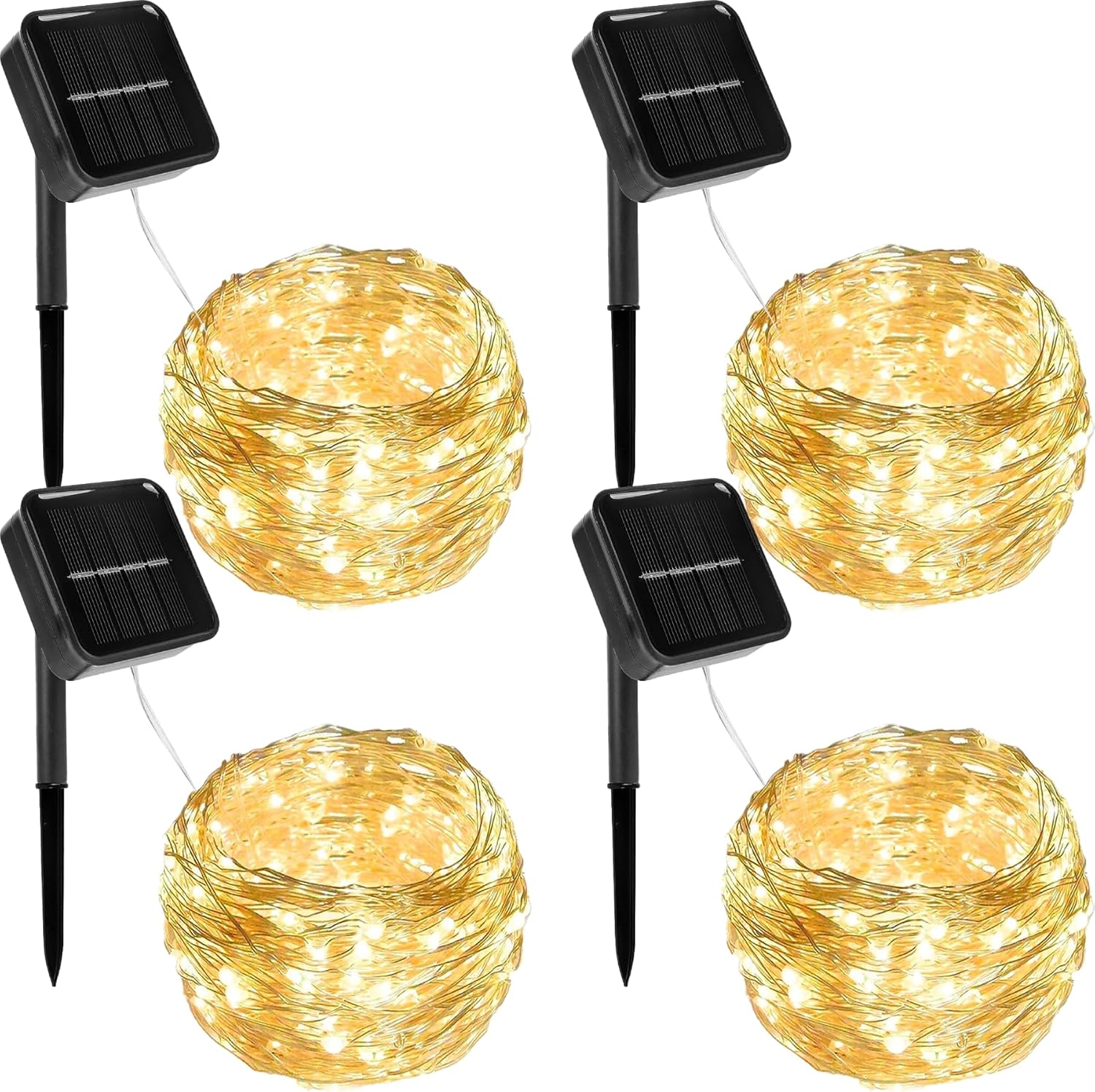 Twinkle Star 2/4 Pack Outdoor Solar String Lights, 39.4 FT 120 LED Solar Powered Decorative Fairy Lights with 8 Modes, Waterproof Black Wire Light for Thanksgiving Patio Yard Trees Party, Orange