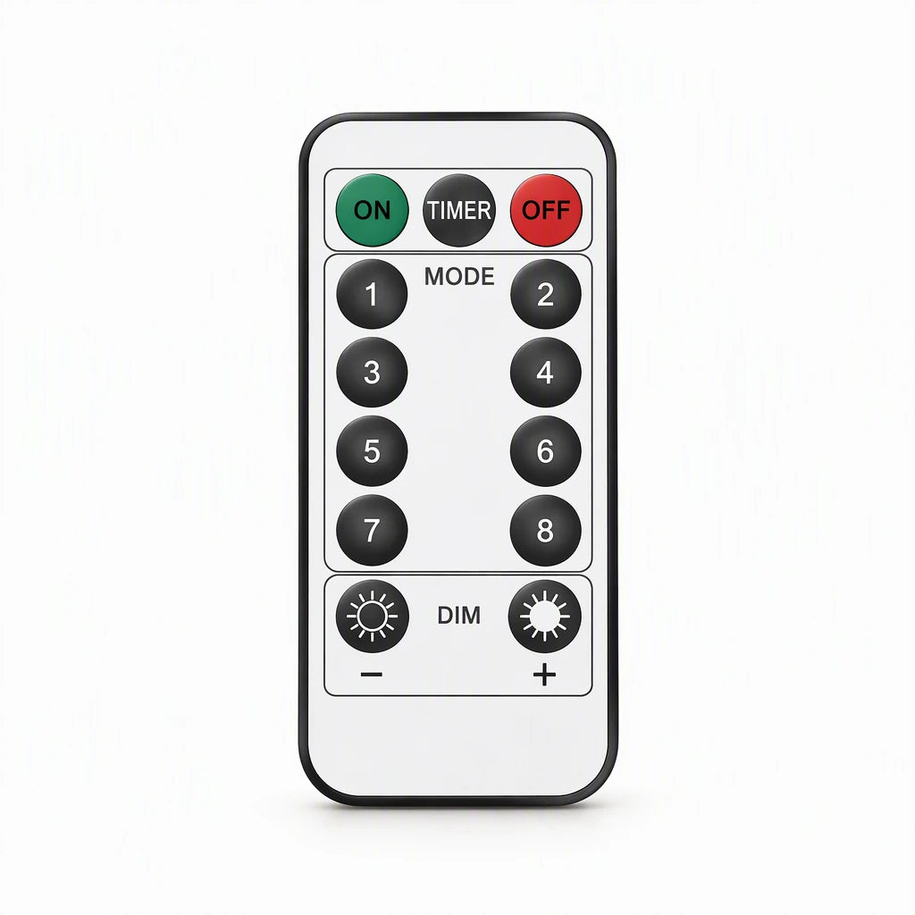 Close-up of the white remote control