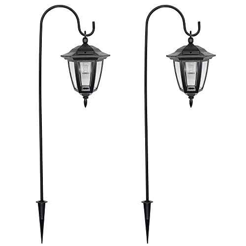 MAGGIFT 34 Inch Hanging Solar Lights Outdoor Waterproof Solar Garden Lights with 2 Shepherd Hooks Landscape Lighting for Lawn Patio Yard Pathway Driveway,2 Pack - Twinkle Star