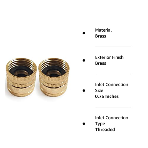 Twinkle Star 2 Pack 3/4" Brass Garden Hose Connector with Dual Swivel for Male Hose to Male Hose, Double Female - Twinkle Star