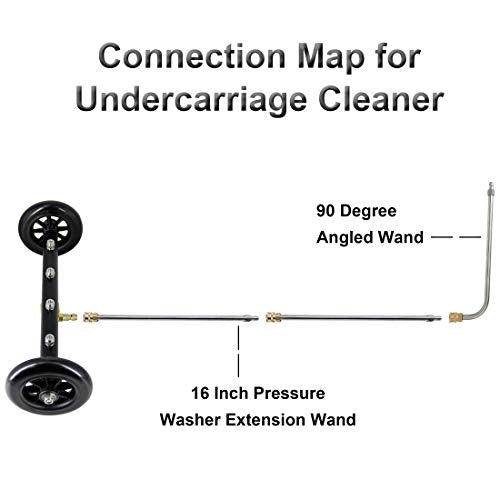 Twinkle Star 16 Inch Dual-Function Undercarriage Cleaner, Surface Cleaner for Pressure Washer, Underbody Car Wash Water Broom with 2 Piece Extension Wand and 90 Degree Angled Wand, 4000 PSI - Twinkle Star