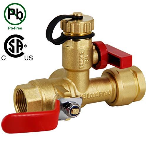 Twinkle Star 3/4 Inch IPS Isolator Tankless Water Heater Service Valve Kit, with Pressure Relief Valve, Clean Brass Construction - Twinkle Star