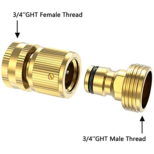 Twinkle Star Garden Hose Quick Connect Water Hose Fitting, 3/4 Inches Brass Female and Male Connector (2 Set) - Twinkle Star