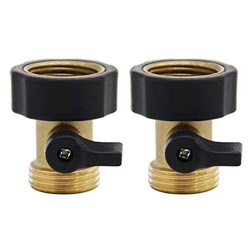 Twinkle Star Heavy Duty Brass Shut Off Valve Garden Hose Connector, Set of 2, TWIS3001 - Twinkle Star