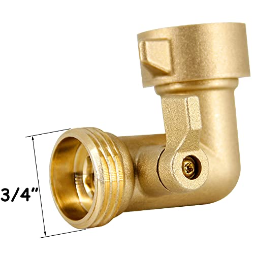 Twinkle Star 90 Degree Garden Hose Elbow with Shut Off Valve 2 Pack, 3/4" Heavy Duty Hose Adapter with 2 O-rings, Solid Brass Gooseneck Garden Hose Connector - Twinkle Star