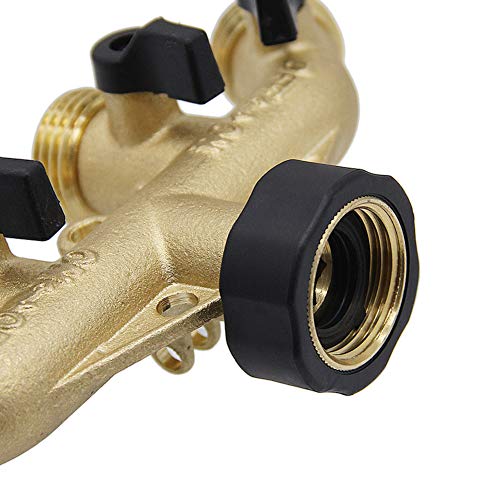 Twinkle Star 4 Way Heavy Duty Brass Garden Hose Splitter, Hose Connector 3/4", Hose Spigot Adapter with 4 Valves - Twinkle Star