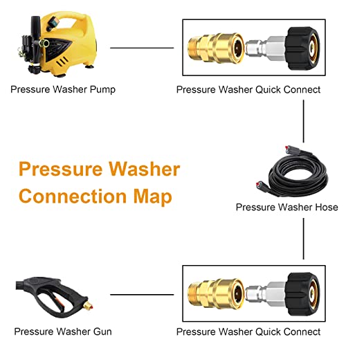 Twinkle Star Pressure Washer Adapter Set Quick Connect Kit, M22 14mm Swivel to 3/8'' Quick Connect - Twinkle Star