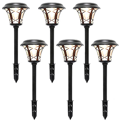 MAGGIFT 6 Pack 25 Lumen Solar Powered Pathway Lights, Super Bright SMD LED Outdoor Lights, Stainless Steel & Glass Waterproof Light for Landscape, Lawn, Patio, Yard, Garden, Deck Driveway, Wa - Twinkle Star