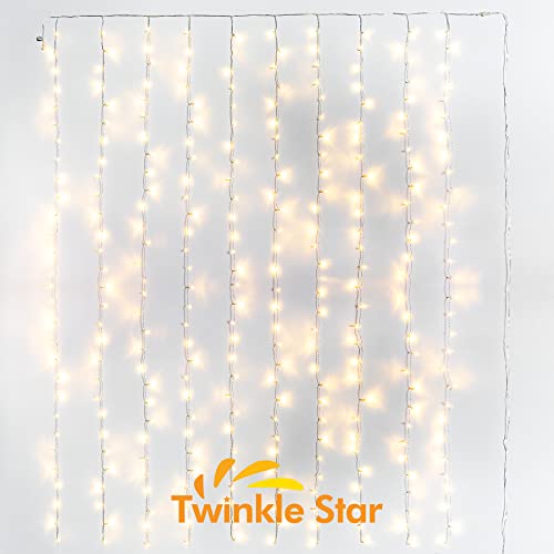 Twinkle Star 300 LED Window Curtain String Light for Christmas Wedding Party Home Garden Bedroom Outdoor Indoor Wall Decorations (Warm White) - Twinkle Star