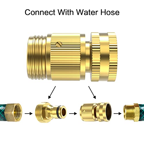 Twinkle Star Garden Hose Quick Connect Water Hose Fitting, 3/4 Inches Brass Female and Male Connector (2 Set) - Twinkle Star