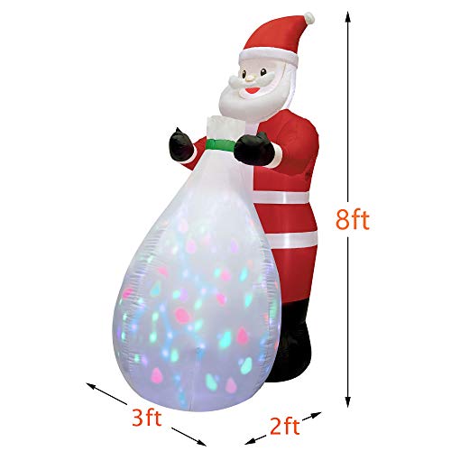 Twinkle Star Christmas Inflatables Lighted Santa Claus with a Gift Bag, Blow Up Indoor Outdoor Xmas Decor Lawn Yard Garden Decorations - Twinkle Star