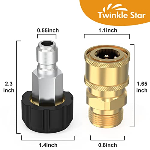 Twinkle Star Pressure Washer Adapter Set Quick Connect Kit, M22 14mm Swivel to 3/8'' Quick Connect - Twinkle Star