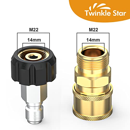 Twinkle Star Pressure Washer Adapter Set Quick Connect Kit, M22 14mm Swivel to 3/8'' Quick Connect - Twinkle Star