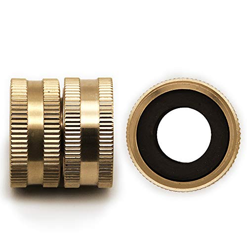 Twinkle Star 2 Pack 3/4" Brass Garden Hose Connector with Dual Swivel for Male Hose to Male Hose, Double Female - Twinkle Star